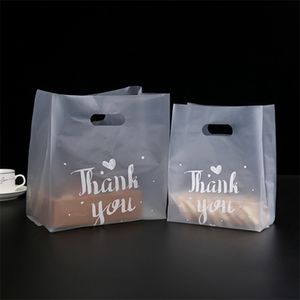 50 unids Gracias Embalaje de regalo de Navidad de plástico con compras de mano Favor de fiesta de boda Bolsas de envoltura de galletas de caramelo 220704