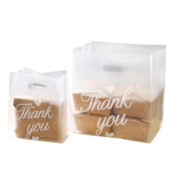 Sacs cadeaux en plastique de remerciement, 50 pièces, sacs de courses en plastique, sac de détail pour cadeaux de mariage, emballage de gâteaux et bonbons, 293U