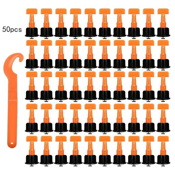 50pcs Système de nivellement des carreaux Système d'outil de construction Système de nivellement du niveau de carreaux pour les outils d'outils de nivellement des carreaux de sol