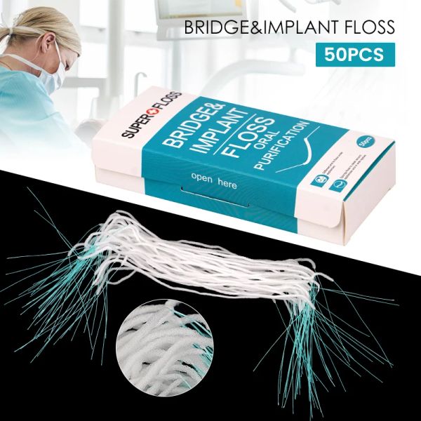 50pcs Tool de dents de dents Floss Filetage Tenters dentaire entre les accolades orthodontiques Bridge Hilo Dentaire Clean