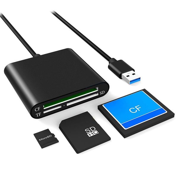 50 Uds. Micro USB 3,0 OTG portátil de alta calidad con 3 ranuras de alta velocidad CF SD Micro SD lector de tarjetas TF para PC cable de teléfono Android