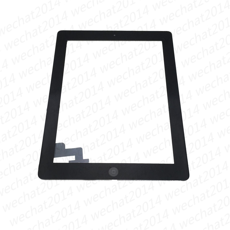 60PCS Touch Screen Glass Panel with Digitizer Buttons Adhesive for iPad 2 3 4 Black and White