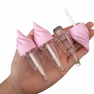 Conteneurs de brillant à lèvres transparents de 5ml, 50 pièces, joli couvercle rose, bouteille de teinte à lèvres Portable vide, emballage cosmétique, Tubes de brillant à lèvres 7075 #