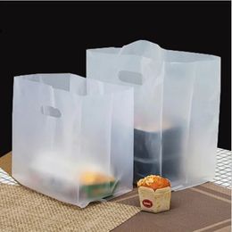 50pcs sac en plastique Transparent avec poignée sac d'emballage alimentaire faveur de fête cuisson sacs à emporter 240322
