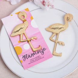 50pcs Mariage tropical Favors Fancy and Feathered Gold Flamingo Bottle Ouvreur Bridal Shower Party Decoration Supplies ZZ