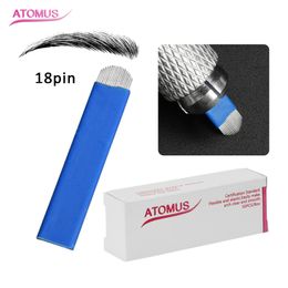 50 pcs U Shape 18 Épingles Aiguilles De Tatouage Aiguilles Microblading Courbes Pour Maquillage Permanent Sourcils Stylo Machine Bleu