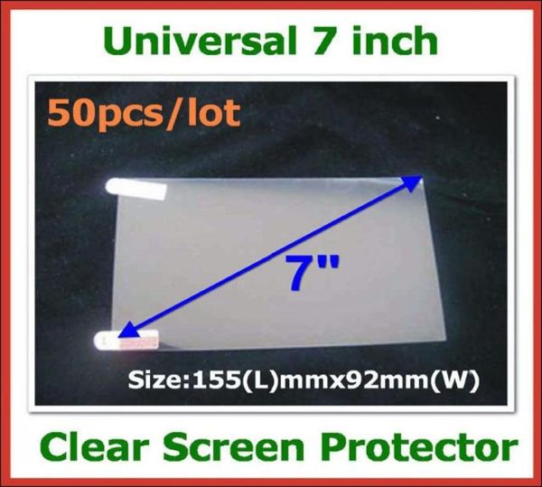 50 piezas Universal 7 pulgadas Protector de pantalla LCD Película protectora NO Tamaño de pantalla completa 155x92 mm Sin embalaje al por menor para cámara GPS Tablet PC W4338544