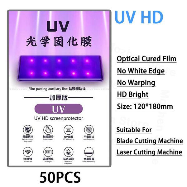 50pcs UV durcissement du film Hydrogel Protecteur d'écran pour la machine à découper la prise en charge de la machine de durcissement à vide UV dans tous les modèles de téléphone Nano Film