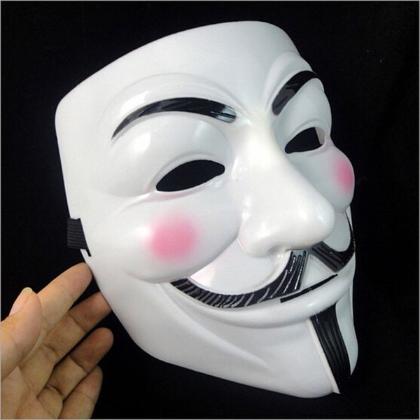 50 Uds V máscara para Vendetta máscara amarilla con delineador de ojos fosa nasal anónimo Guy Fawkes disfraz de adulto de lujo máscara de Halloween