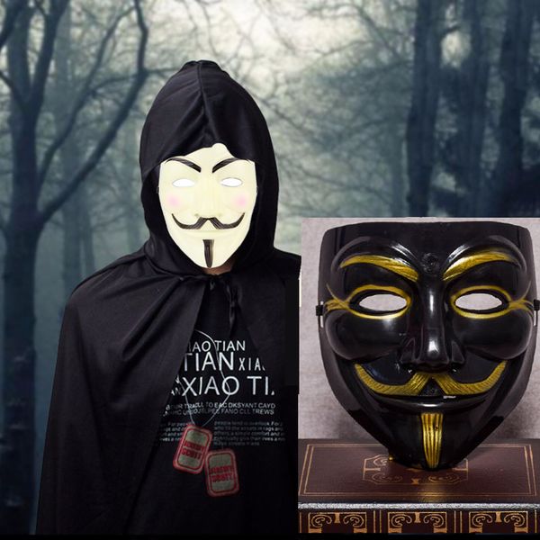 50pcs V Masque Masques De Mascarade Pour Vendetta Anonyme Valentine Ball Party Décoration Plein Visage Halloween Super Effrayant Masque De Fête Noir V