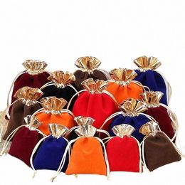 50 Uds Veet bolsas con cordón Color sólido joyería regalo almacenamiento paquete hilo Navidad boda favores bolsa 22 colores j529 #