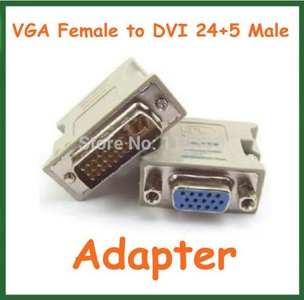 Envío gratuito 50 piezas VGA hembra a DVI 24 + 5 pines adaptador macho a 15 pines VGA conector hembra convertidor extensor