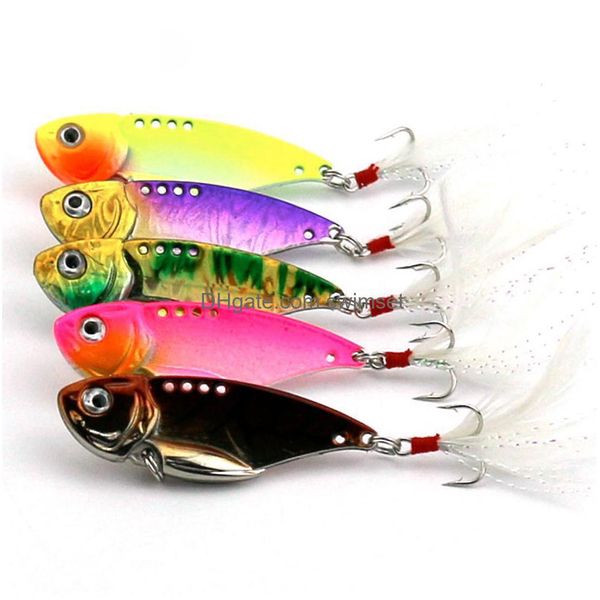 Vibradores de 50 piezas Vibradores Fishing Lures 5.5cm 11.8g Vib Spoon Squid Cebo señora