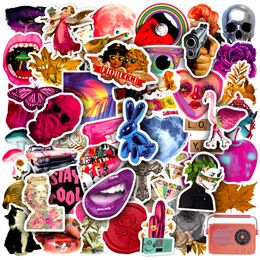 50 stks vintage roze y2k charm stickers 2000s esthetiek voor laptop gitaarauto telefoon graffiti sticker