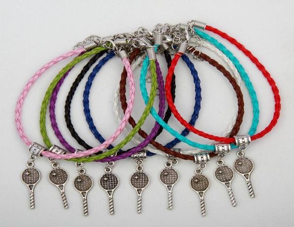 50 Uds. Colgantes de raqueta de tenis de plata vintage, pulseras de cuerda trenzada de colores mezclados, joyería de moda diy para mujeres y hombres s95572021824107564