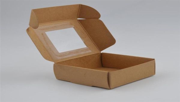 50 Uds. Caja de papel Vintage WhiteblackKraft DIY caja de regalo de joyería de recuerdo de boda pequeña caja de embalaje de jabón hecha a mano con ventana de pvc 7650381