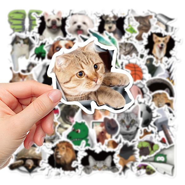 50 PCS Étanche Planche À Roulettes Autocollants Dessin Animé 3D Animal Pour Voiture Ordinateur Portable Ipad Vélo Moto Casque PS4 Téléphone Enfants Jouets DIY Stickers Pvc Guitare Autocollant