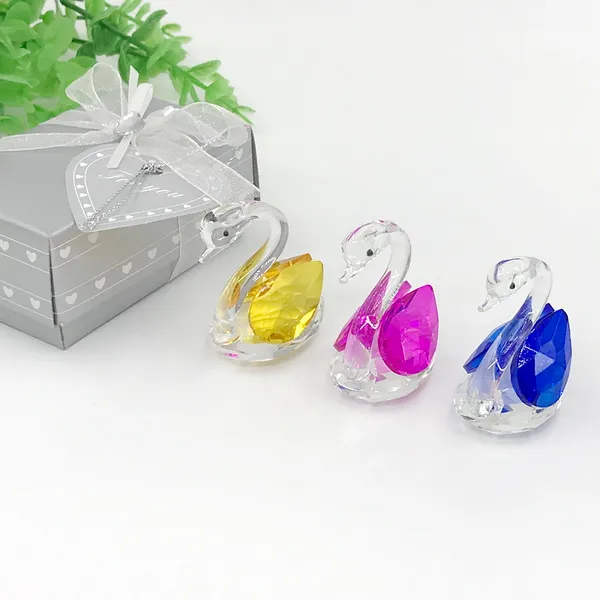 50 UNIDS WeddingBridal Shower Favors Colorful Crystal Swan Ornament Baby Birthday Party Decoraciones Lovely Mini Swans Figurines Bautismo Recuerdo