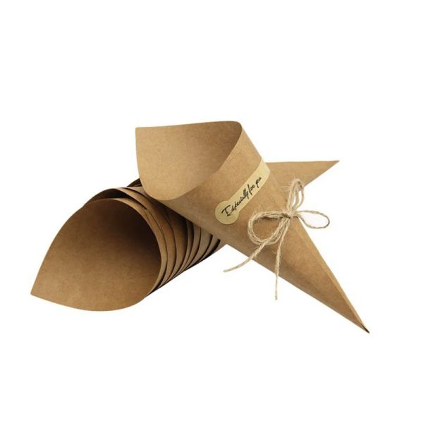 50pcs Confetti de mariage Retro Kraft Paper Petals Candy Placé CONES CONFETTI NATURELS POUR DÉCORATION DE PARTÉ DE PARTIE DE MEILLE