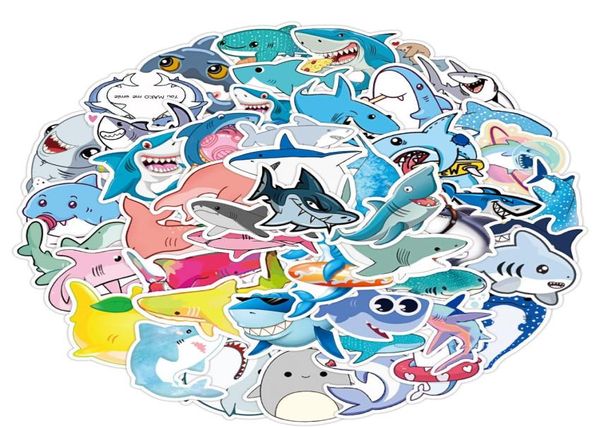 50 Uds pegatinas de dibujos animados bonitas pegatinas de tiburón monopatín maleta guitarra niños pegatina de grafiti juguetes para niños 4939662