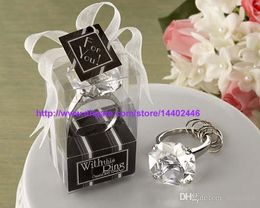 Gratis verzending 50 stks met deze ring diamant sleutelhanger witte sleutelhanger bruiloft gunsten en geschenken cadeau
