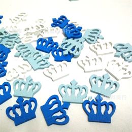 50 stks Houten Crown Confetti Blue Crown Button Sequin It's A Boy 1st Birthday Baby Shower Tafel Confettis DIY Party Decor Levert 20220228 Q2