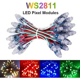 50pcs WS2811 2811 IC RGB polychrome 12mm Pixels numérique adressable 5V 12V couleur de rêve LED Pixels Module IP68 lumière étanche