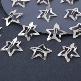 50pcs Y2K Silver Star Clips For Girls Filigree Star Metal Snap Clip Women Simple BB Barrettes Accesorios para el cabello