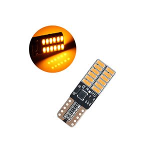 50 pièces jaune T10 12V W5W 4014 24SMD LED Canbus sans erreur ampoules de voiture pour 192 168 194 2825 dégagement lampes de lecture feux de plaque d'immatriculation