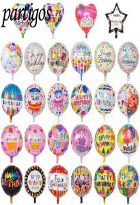 50pcslot 18inch Ballon de joyeux anniversaire ballons en aluminium ballons d'hélium ballons mylar balles pour gamin décoration de fête
