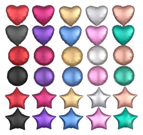 50pcslot 18inch Metal Chrome Foil Balloon Coeur Star Round Matte Frosted Hélium Ballons Anniversaire Mariage Décor de mariage entier T4328752