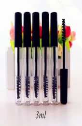 50pcslot 3 ml Mascara vide Mascara TUBE CECHE CRÈME VALLIQUID Échantillon de bouteille de cosmétique avec capuchon noir intérieur à la fuite CX200726592291