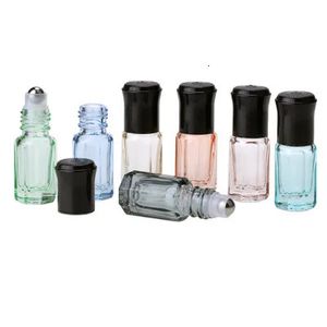 50pcslot 3 ml mini-roule de verre vide sur des bouteilles pour les huiles essentielles de parfum rechargeable bouteille de déodorant avec couvercle noir 240523