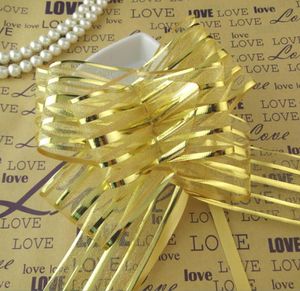 50pcslot 5cm Groot Formaat Goud Kleur Organza Pull Bows Voor Bruiloft Auto Decor Bruiloft Organza Pull Bloem Linten Gif7165763