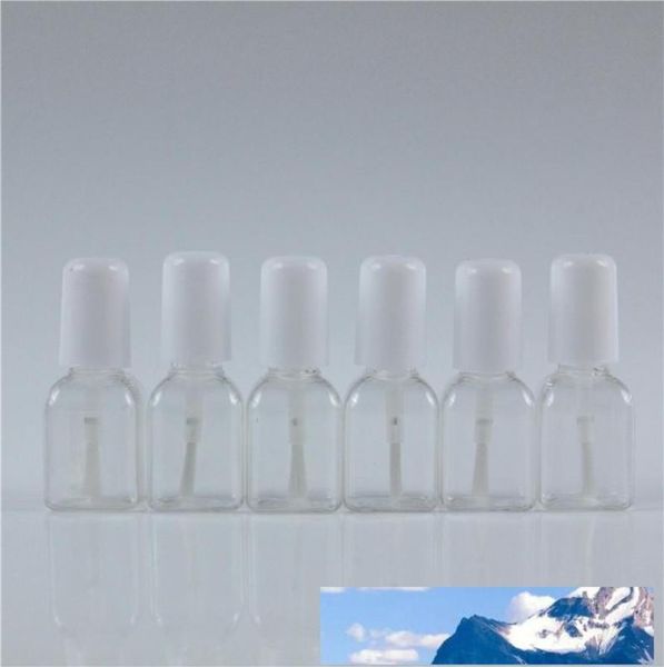 50pcslot 5g Mini lindo plástico transparente botella cuadrada vacía pulida de uñas con cepillo de tapa blanca botella de plástico para uñas para niños 7522401