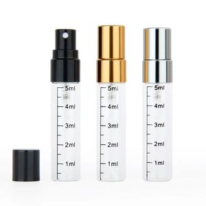 50pcslot 5 ml bouteille de brume fine bouteille d'étalonnage portable en verre rechargeable bouteilles de parfum échantillon pulvérisateur vide 231222