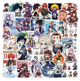 50pcslot anime genshin Impact autocollant dessin animé ouvrir des autocollants de jeu du monde pour ordinateur portable pour skateboard