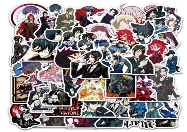 50pcsLot Black Butler Anime autocollants pour ordinateur portable planche à roulettes valise vélo voiture décalque JDM Doodle Applique étanche autocollant 7214035