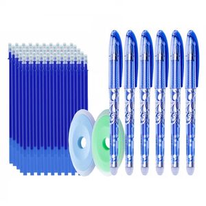 50pcslot recharges de stylo gel effaçable 05mm bureau école stylo effaçable poignée lavable stylos à encre effaçable de couleur écriture papeterie 220714