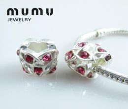 50pcslot surround de la mode Streak Charms Perles avec des charmes en cristal charmes argentés Fit Bracelet de bijoux de bricolage européen Ship3103767
