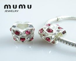 50pcslot mode surround strie Charms perles avec des charmes en cristal charmes argentés Fit Bracelet de bijoux de bricolage européen Ship8630653