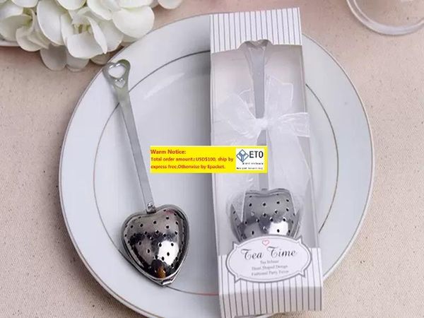 50pcslot Fedex DHL En Acier Inoxydable En Forme De Coeur TeaTime Infuser Party Favors Faveur De Mariage Souvenir