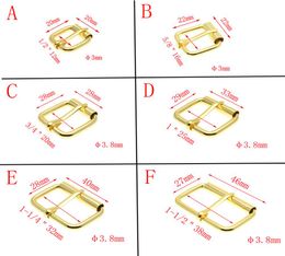 50pcslot Gold Metal Fire formé à moitié boucles de ceinture à rouleaux simples pour sac à main Sangle de chaussures rectangle d'anneau en cuir Réparation de bricolage D7498228