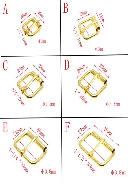 50pcslot Gold Metal Fire formé à moitié boucles de ceinture à rouleaux simples pour sac à main Sangle de chaussure rectangle anneau en cuir Réparation de bricolage D3256813