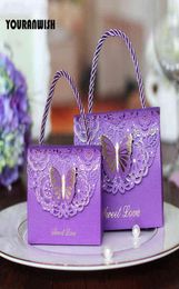 50pcslot Highquality Laser Cut Butterfly Flower Gift Bags Candy Boxes Wedding favors Portable Gift Box Party Favor Decoration H11040730