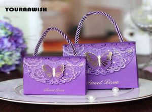 50PCSlot Highquality Laser Cut Butterfly Flower Gift Bags Candy Boxes Wedding Gunsten Portable Gift Box Party Favor Decoration H17133586