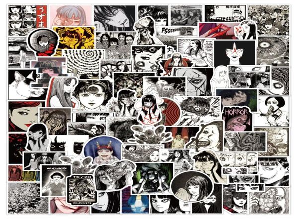 50pcslot japonais Junji Ito Horror Comics tomie autocollant noir blanc graffiti bricolage coiffeur de voiture étanche autocollants de voiture pour ordinateur portable S1166447