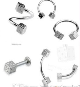 50 pcslot Mix 810mm Body Piercing sieraden roestvrijstalen dobbelstenen neu ring Horseshoe Ring2207566666