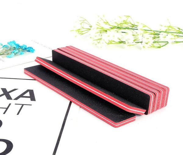 50pcslots Rectangular Red Sponge Black Sandpaper File File Buffer Double côté Emery Board Tools For Nail Art2550063
