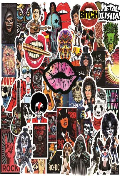 50pcslot Band de rock Funny Coolest PVC PVC MJ King Colorido Motorcycle Motorcy Bike Bike JDM Guitar Waterproof Stickers7743689